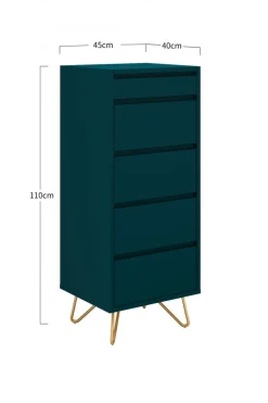 Byrå 'Elle' 45x110 - Turkos/Mässing