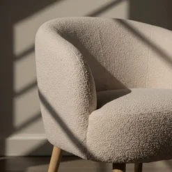 Fåtölj 'Capri' träben - Beige/Bouclé