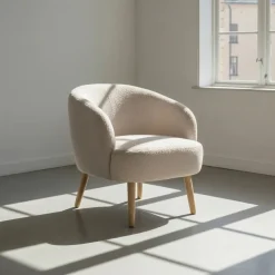 Fåtölj 'Capri' träben - Beige/Bouclé