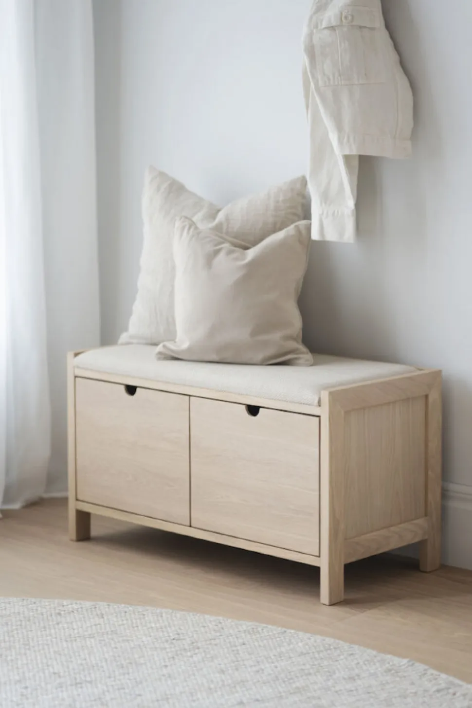 Hallbänk 'Hillmond' 80cm - Ljus ek