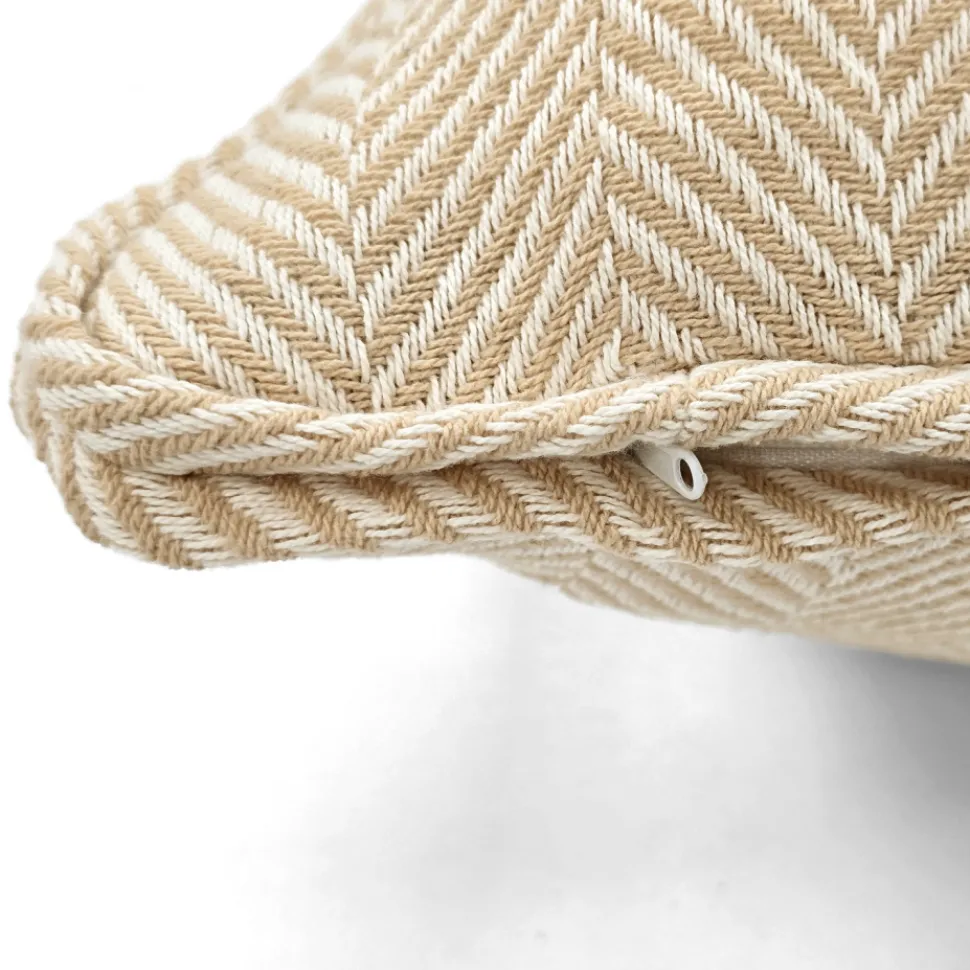 Kuddfodral 'Denisa Fishbone' 45x45cm - Beige/vit