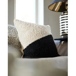 Kuddfodral 'Teddy' 45x45 - Svart/Vit