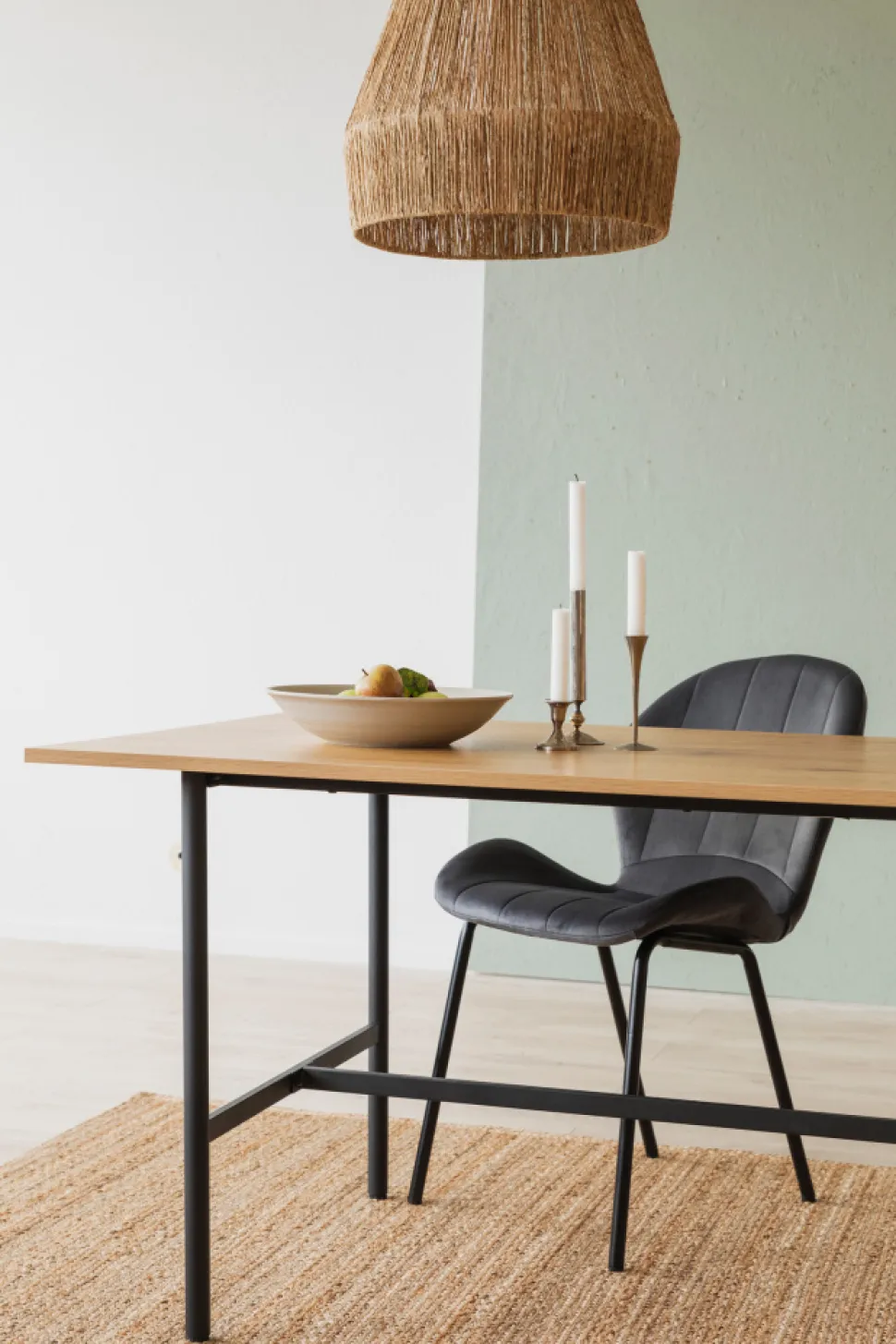 Matbord 'Line' - Ek/Svart 160x90cm