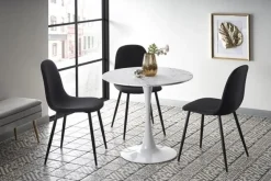 Matbord 'Lorca' Runt 80cm - Marmor/Vit