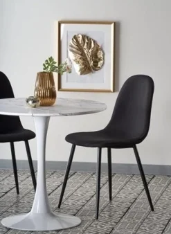 Matbord 'Lorca' Runt 80cm - Marmor/Vit