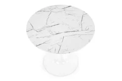Matbord 'Lorca' Runt 80cm - Marmor/Vit