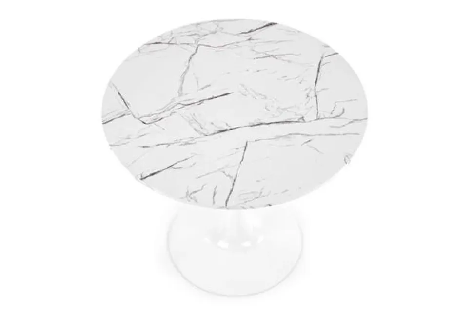 Matbord 'Lorca' Runt 80cm - Marmor/Vit