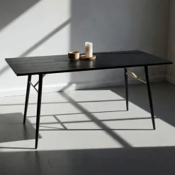 Matbord 'Lux' 160x90cm - Svart/Mässing