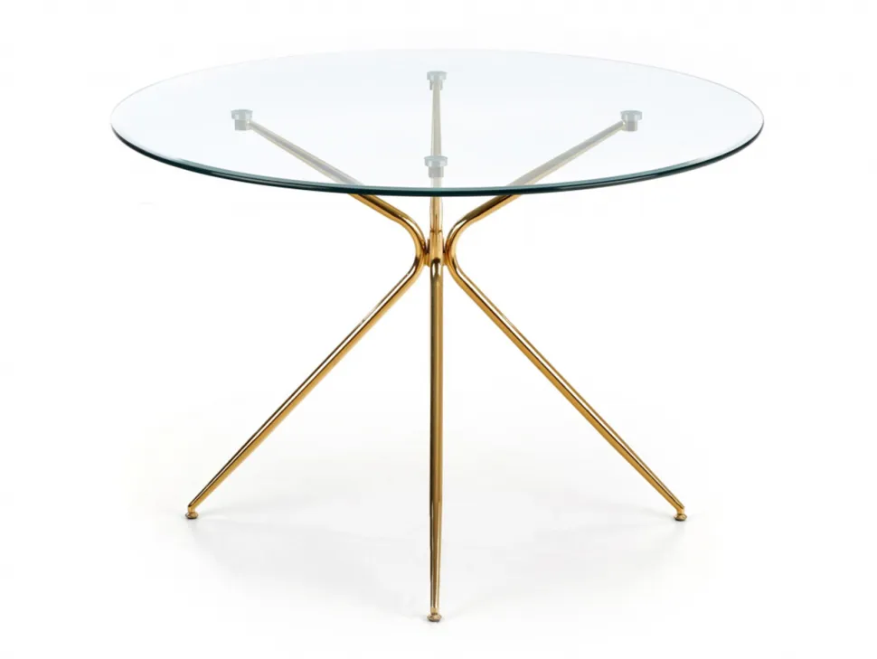Matbord 'Rondo' Runt 110cm - Transparent/Guld