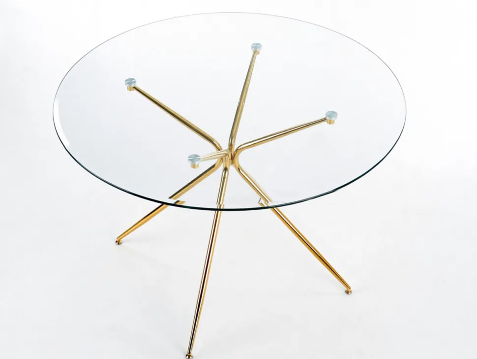 Matbord 'Rondo' Runt 110cm - Transparent/Guld