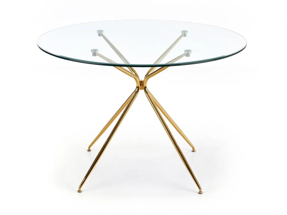 Matbord 'Rondo' Runt 110cm - Transparent/Guld
