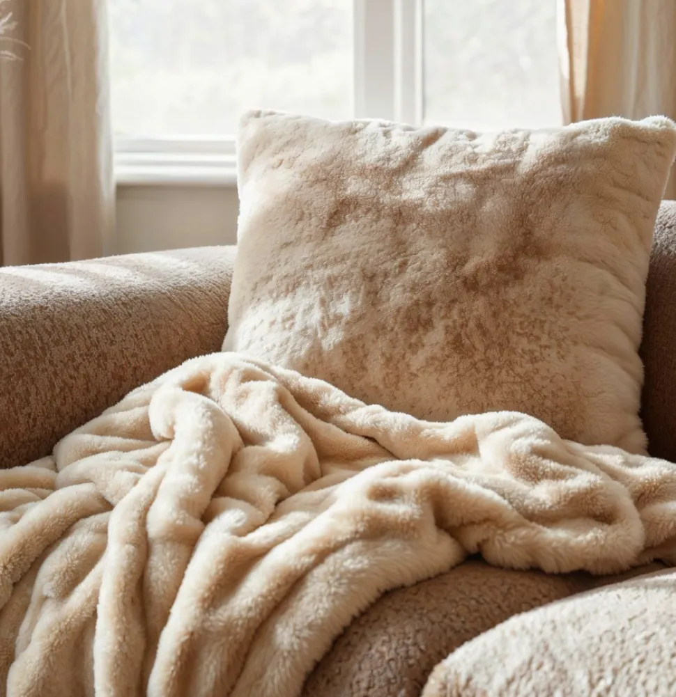 Pläd 'Aranga Bubble Throw' 130x170cm - Beige
