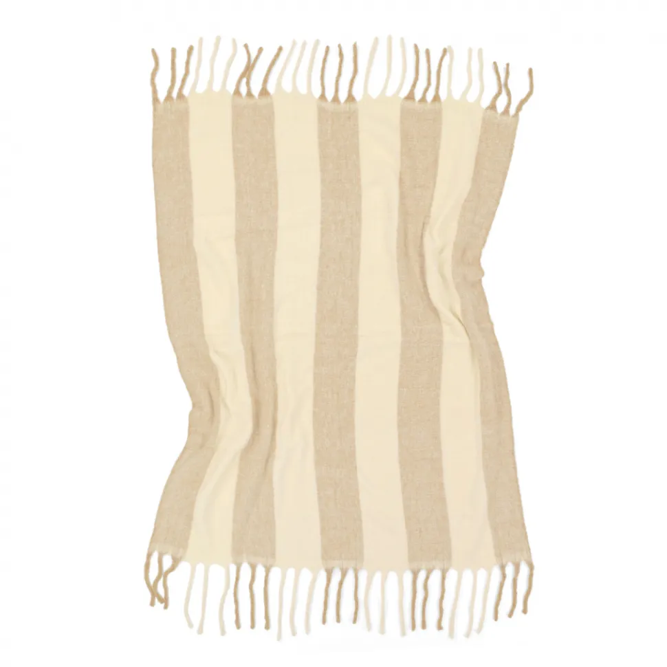 Pläd 'Beatriz Stripe' 130x170cm - Beige/vit