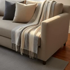 Pläd 'Beatriz Stripe' 130x170cm - Svart/vit