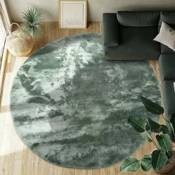 Rund matta 'Aranga Super Soft Fur' - Grön