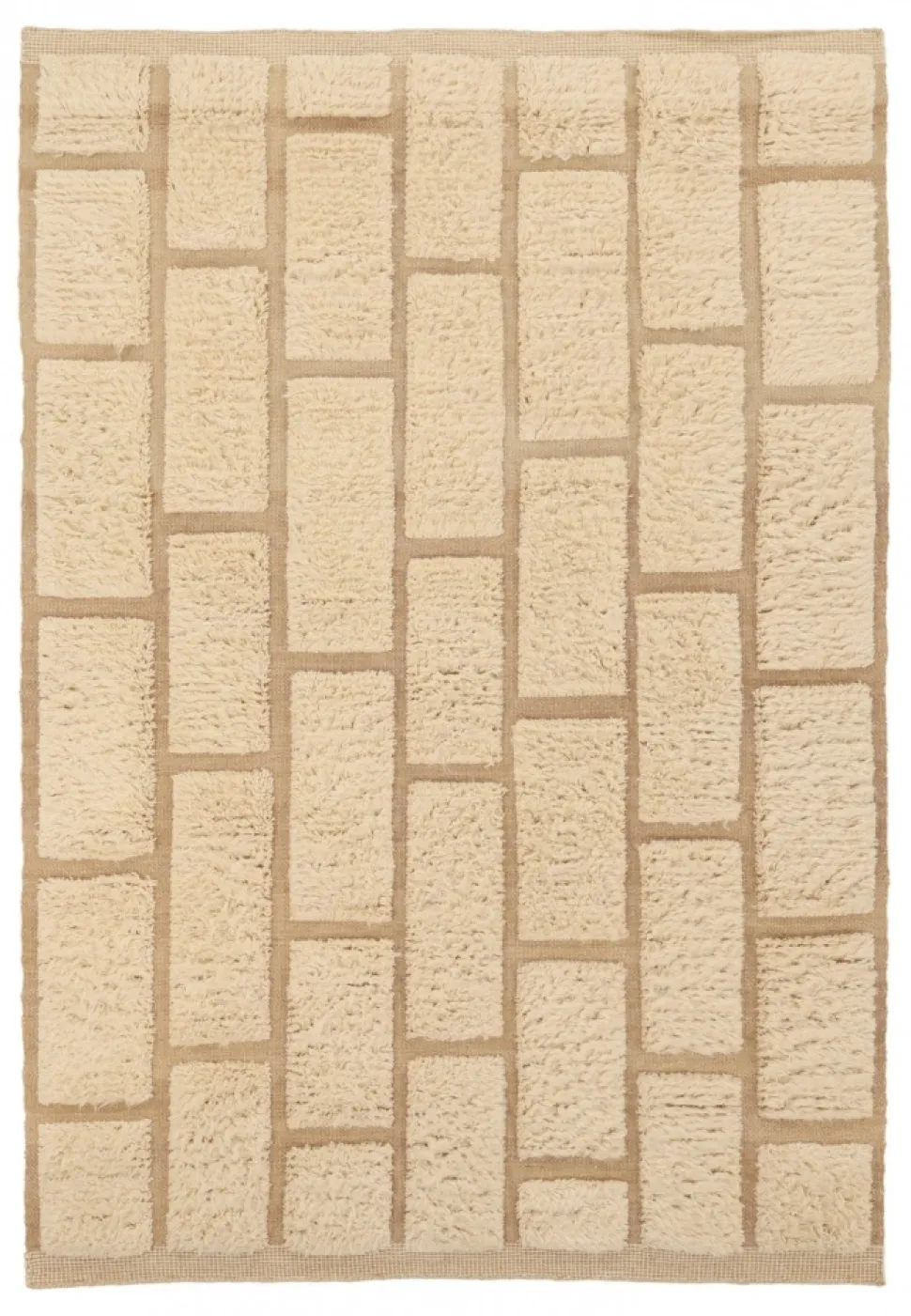 Ryamatta 'Leknes Handvävd Ull' - Beige