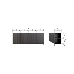 Sideboard ‘New Gravure’ 200 cm - Mörkbrun/Svart