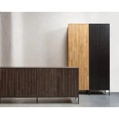 Sideboard ‘New Gravure’ 200 cm - Mörkbrun/Svart