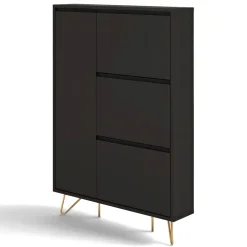 Skoskåp 'Elle' - Svart/Mässing