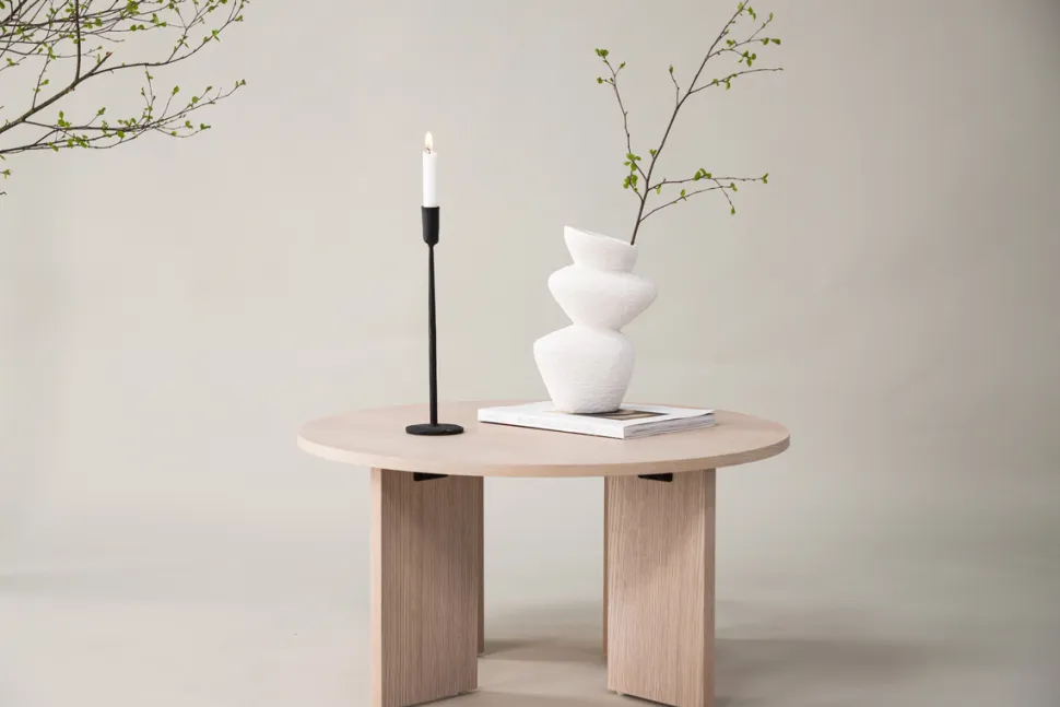Soffbord 'Arvika' Runt 80cm - Vitpigmenterad Ek