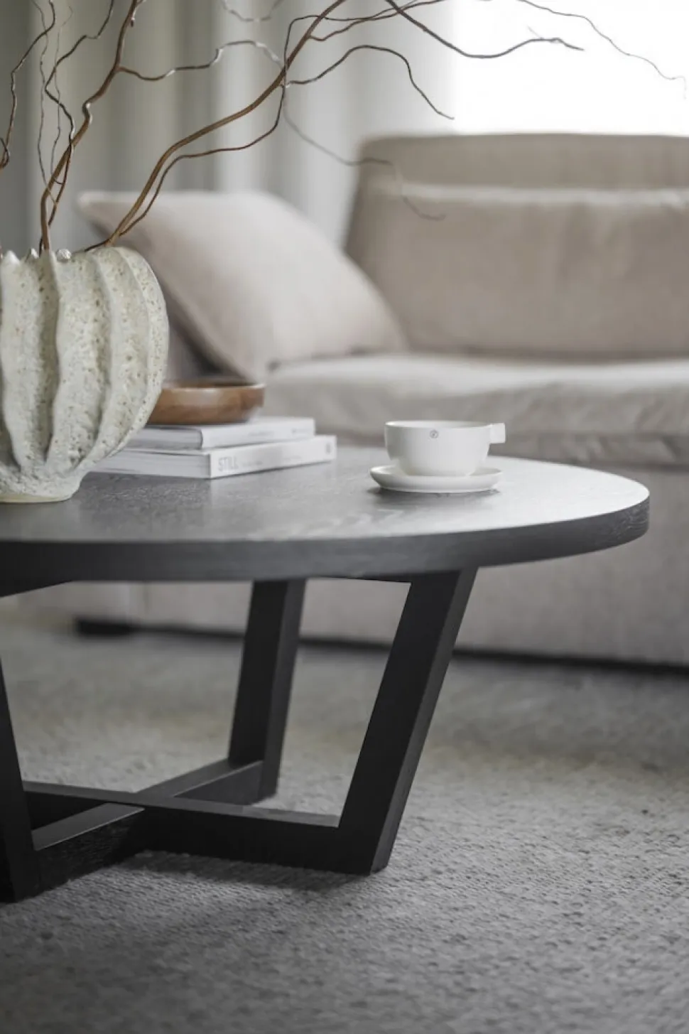 Soffbord 'Boxford' Runt 110cm - Svart ek