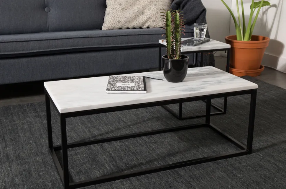 Soffbord 'Marble Power' - Svart/Marmor