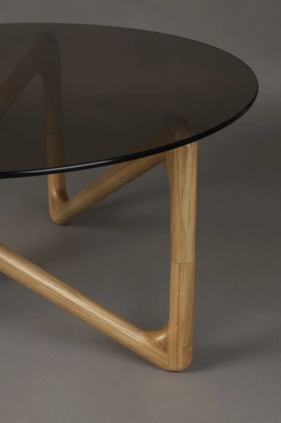 Soffbord 'Naia' Runt 80cm - Natur/Glas