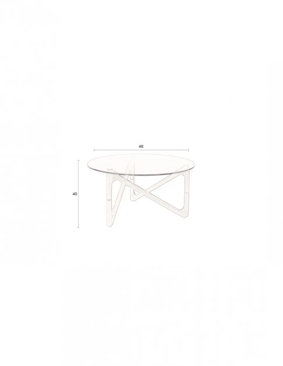 Soffbord 'Naia' Runt 80cm - Natur/Glas