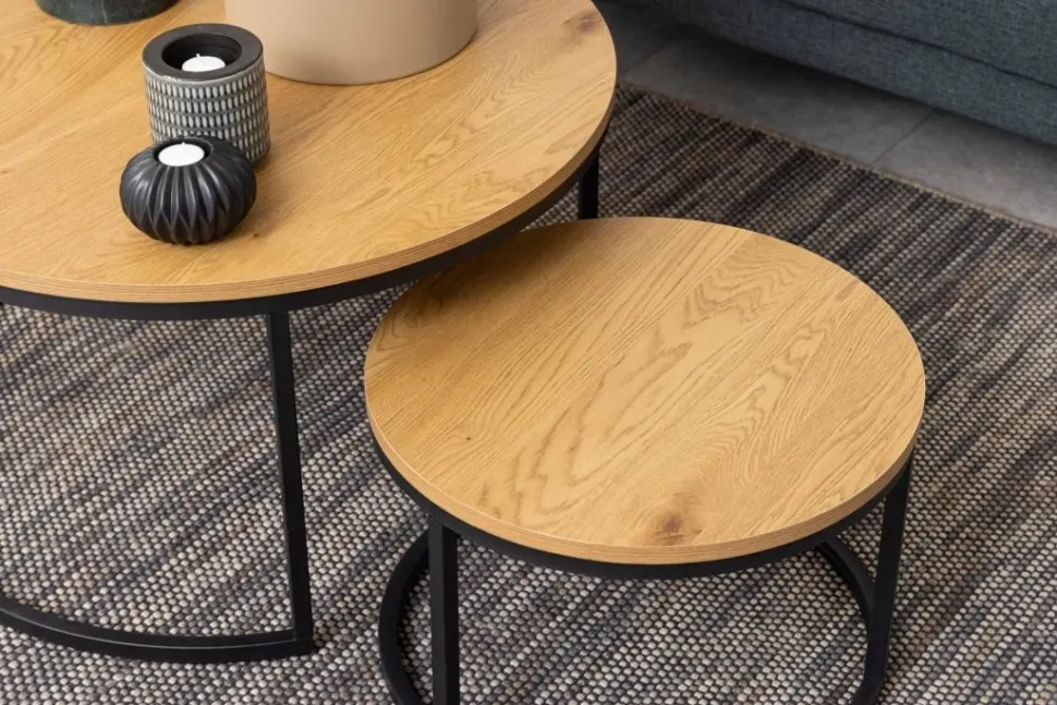 Soffbord 'Spiro' 80cm - Natur/Svart