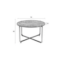 Soffbord 'Timpa' Runt 70cm  - Grön marmor/Guld