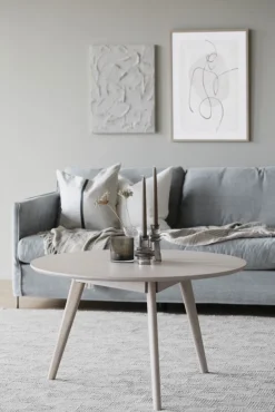 Soffbord 'Yumi' Runt 90cm - Vitpigmenterad ek