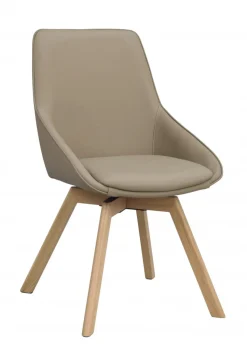 Stol 'Alison' Läder - Beige/ek