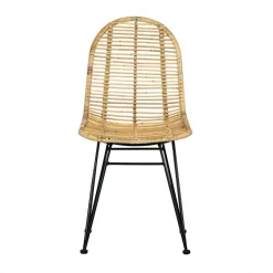 Stol 'Striped rattan' - Natur/Svart