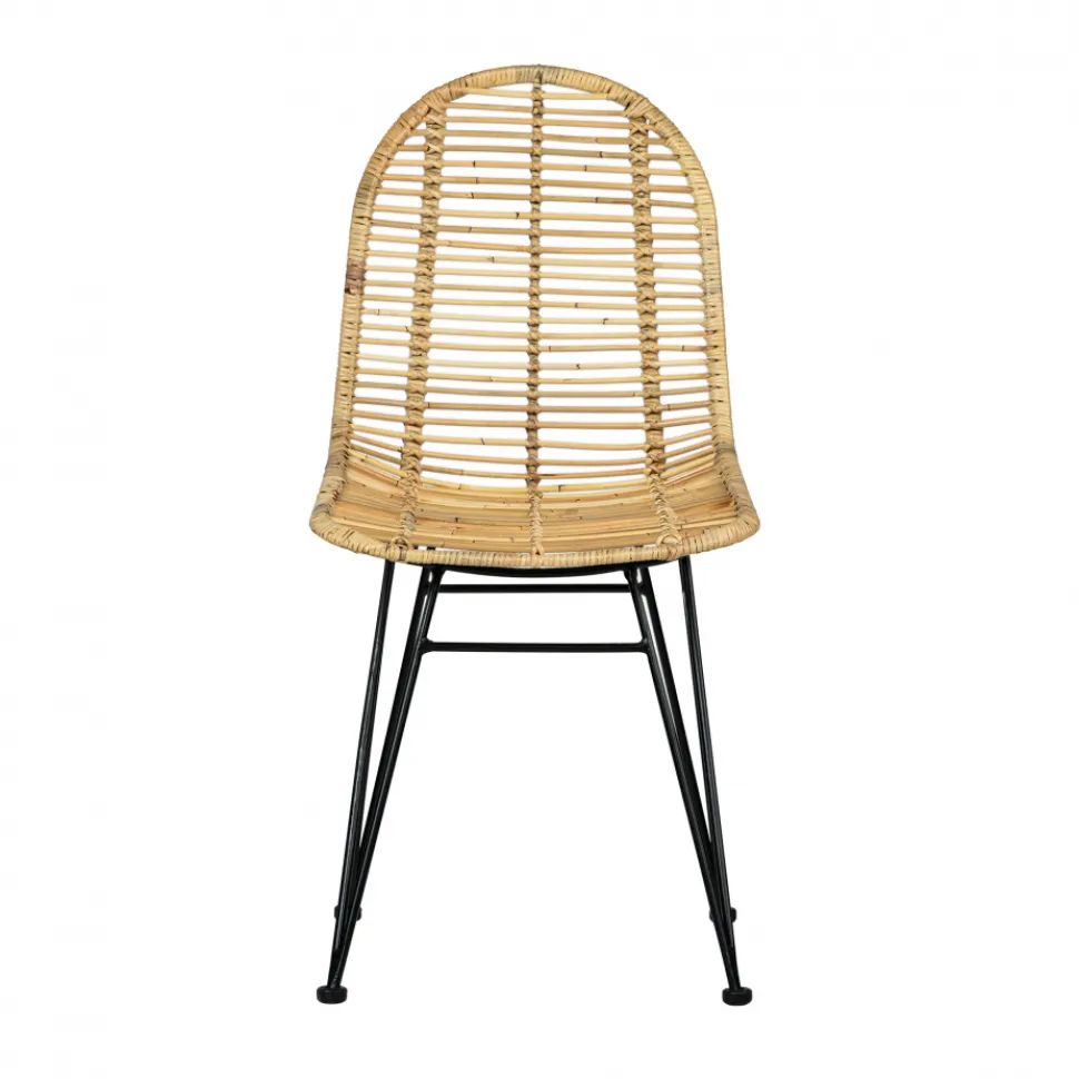 Stol 'Striped rattan' - Natur/Svart