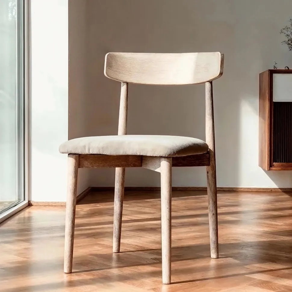 Stol 'Ystad' - Vit ek/Beige