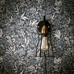 Vägglampa Vintage - Mässing/Stålnät